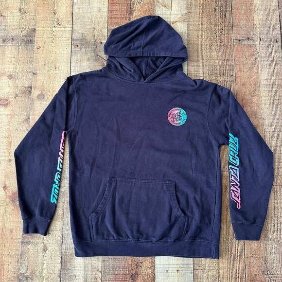 Santa Cruz Original Hoodie Mens Large Blue Skateboard Print Sweatshirt - Picture 1 of 7